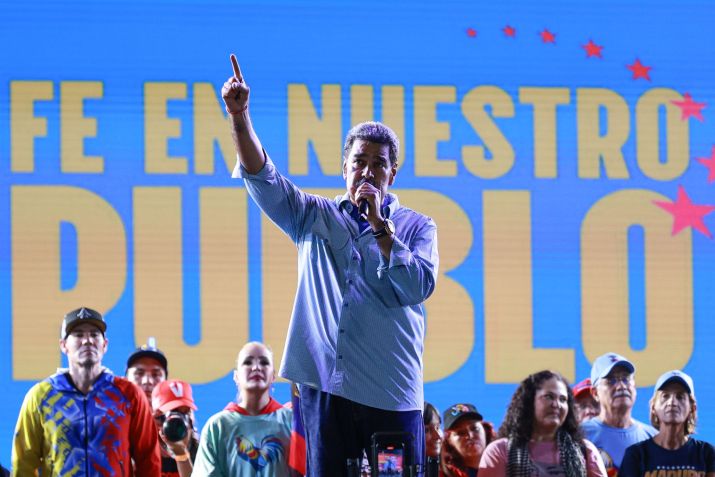 O presidente da Venezuela, Nicolás Maduro, discursa durante o evento de encerramento da campanha eleitoral em 25 de julho de 2024 em Caracas, Venezuela / Jesus Vargas/Getty Images