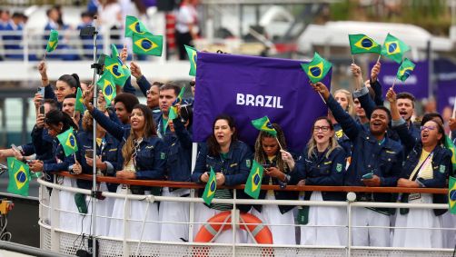 Atletas da delegação brasileira na Cerimônia de abertura