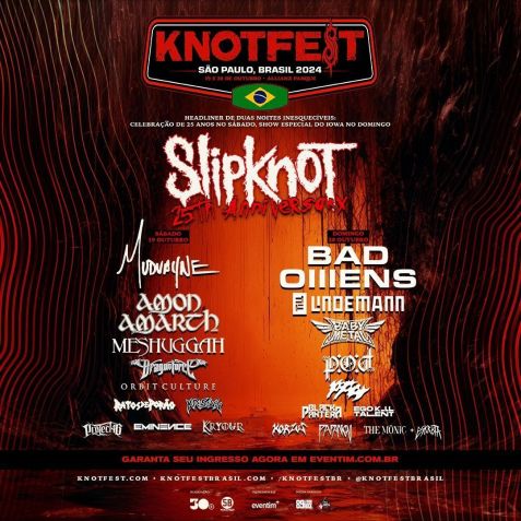 Line-up do Knotfest Brasil 2024 / Divulgação