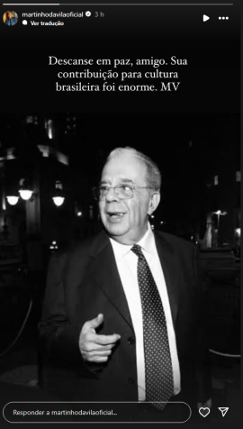 Martinho da Vila homenageia Sérgio Cabral nos stories do Instagram / Instagram/Martinho da Vila