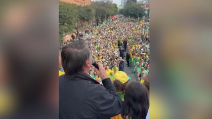 O ex-presidente Jair Bolsonaro (PL) durante evento em Caxias do Sul (RS)