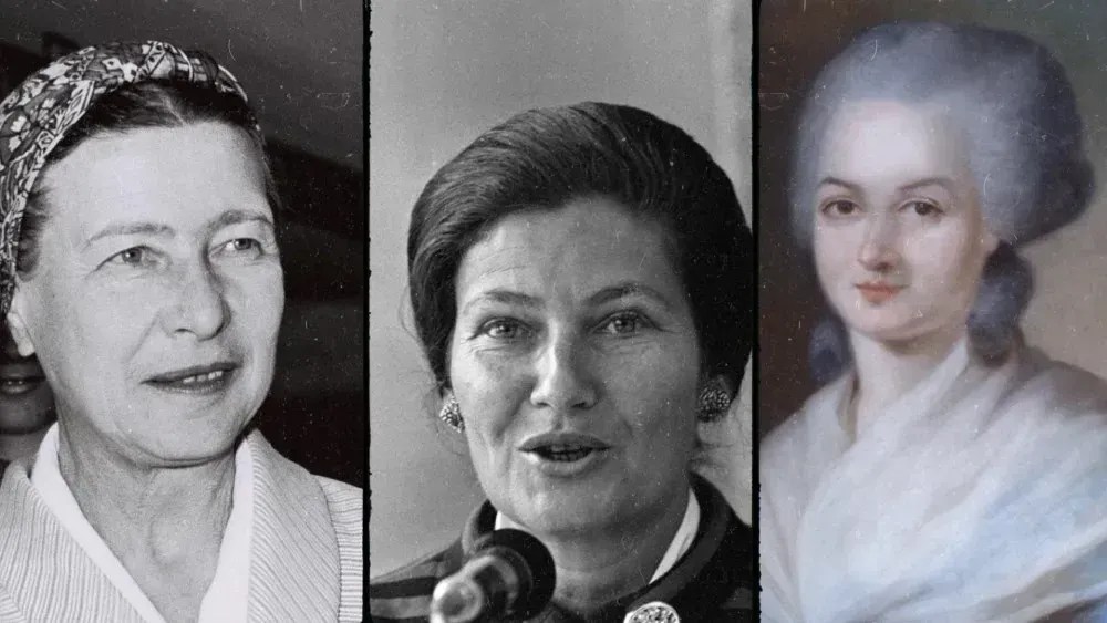 Simone de Beauvoir, SImone Veil e Olympe de Gouges, três das mulheres homenageadas durante a abertura da Olimpíada de Paris