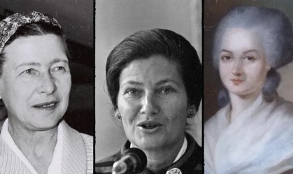 Simone de Beauvoir, SImone Veil e Olympe de Gouges, três das mulheres homenageadas durante a abertura da Olimpíada de Paris