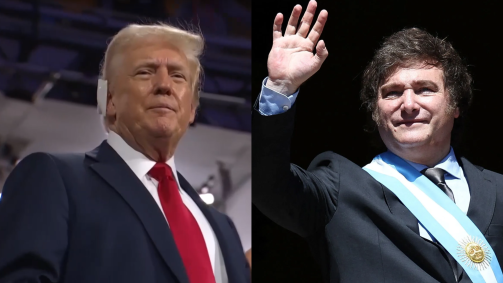 O presidente dos EUA, Donald Trump, e o da Argentina, Javier Milei