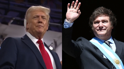 O presidente dos EUA, Donald Trump, e o da Argentina, Javier Milei