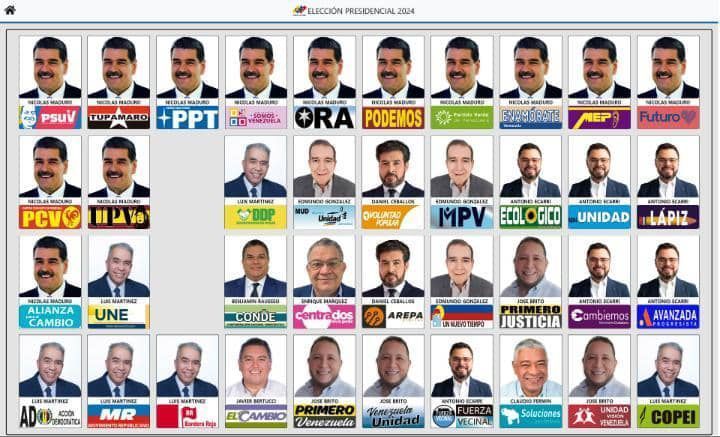 Disposição dos candidatos na urna para a eleição presidencial da Venezuela de 2024 / Reprodução