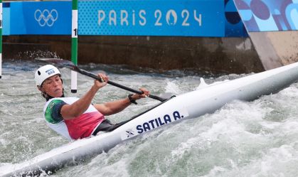 Ana Sátila durante prova de canoagem na Olimpíada de Paris