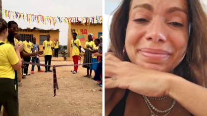 Anitta com inauguração de escola na Angola