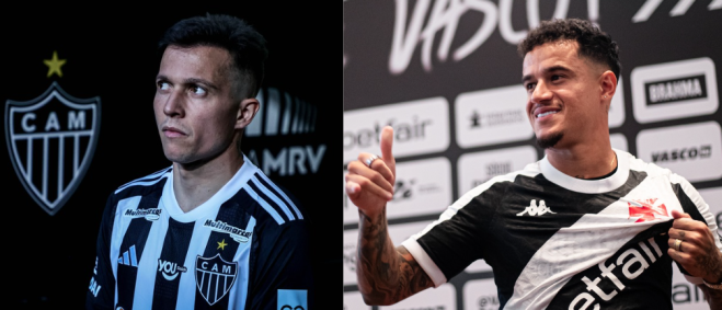 Bernard, do Atlético-MG, e Philippe Coutinho, do Vasco