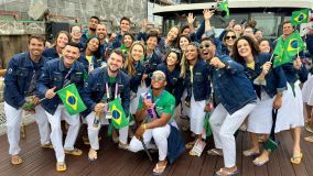 Atletas da delegação brasileira na Cerimônia de abertura