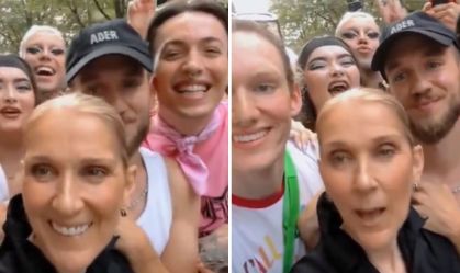 Céline Dion se diverte ao posar ao lado de fãs