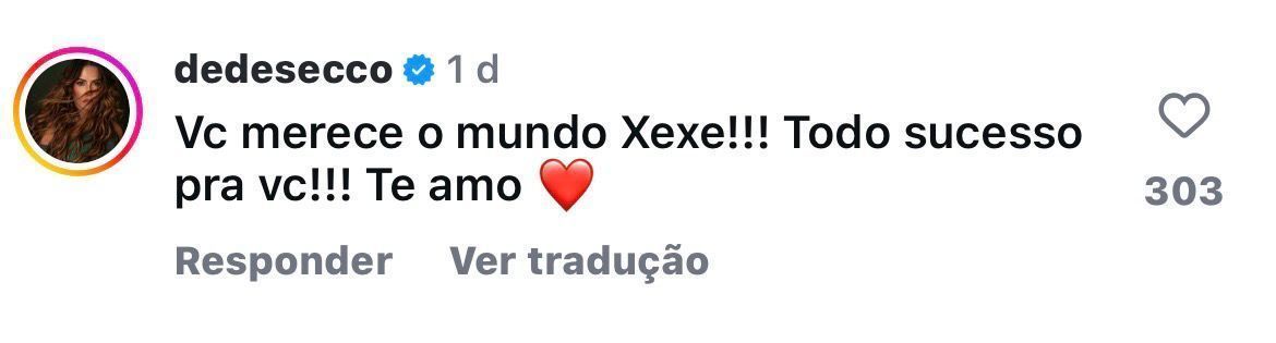 Deborah Secco comentou na publicação do ex-marido / Instagram/Hugo Moura