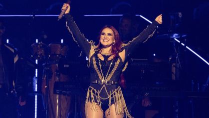 Dulce María durante show do RBD em Austin, no estado norte-americano do Texas