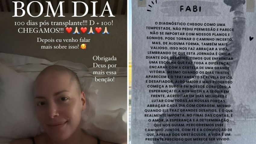 Fabiana Justus celebra 100 dias de transplante de medula óssea / Instagram/Fabiana Justus