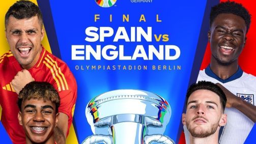 Pôster da final da Eurocopa entre Espanha e Inglaterra