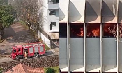 Incêndio atinge área do prédio da Receita Federal de Caxias do Sul (RS)