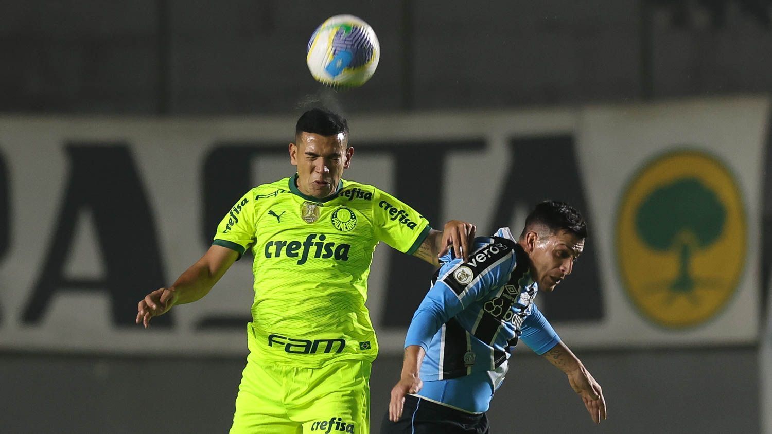 Lance de Grêmio x Palmeiras pela 14ª rodada do Brasileiro