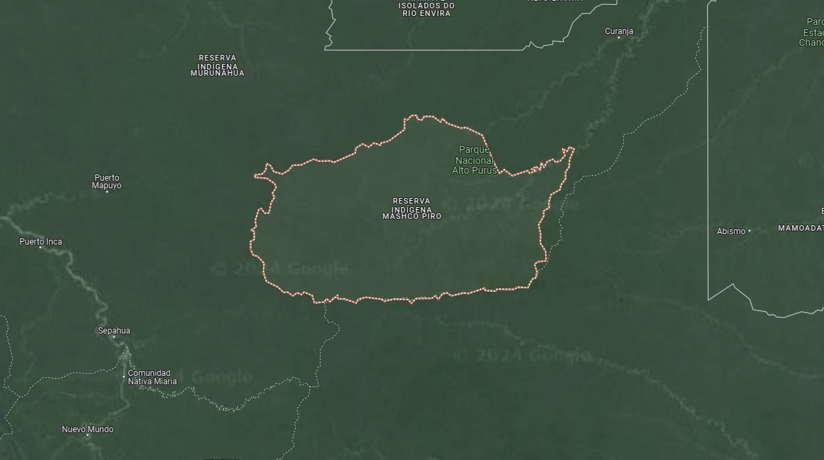 Reserva indígena Mashco Piro / Reprodução/Google Maps