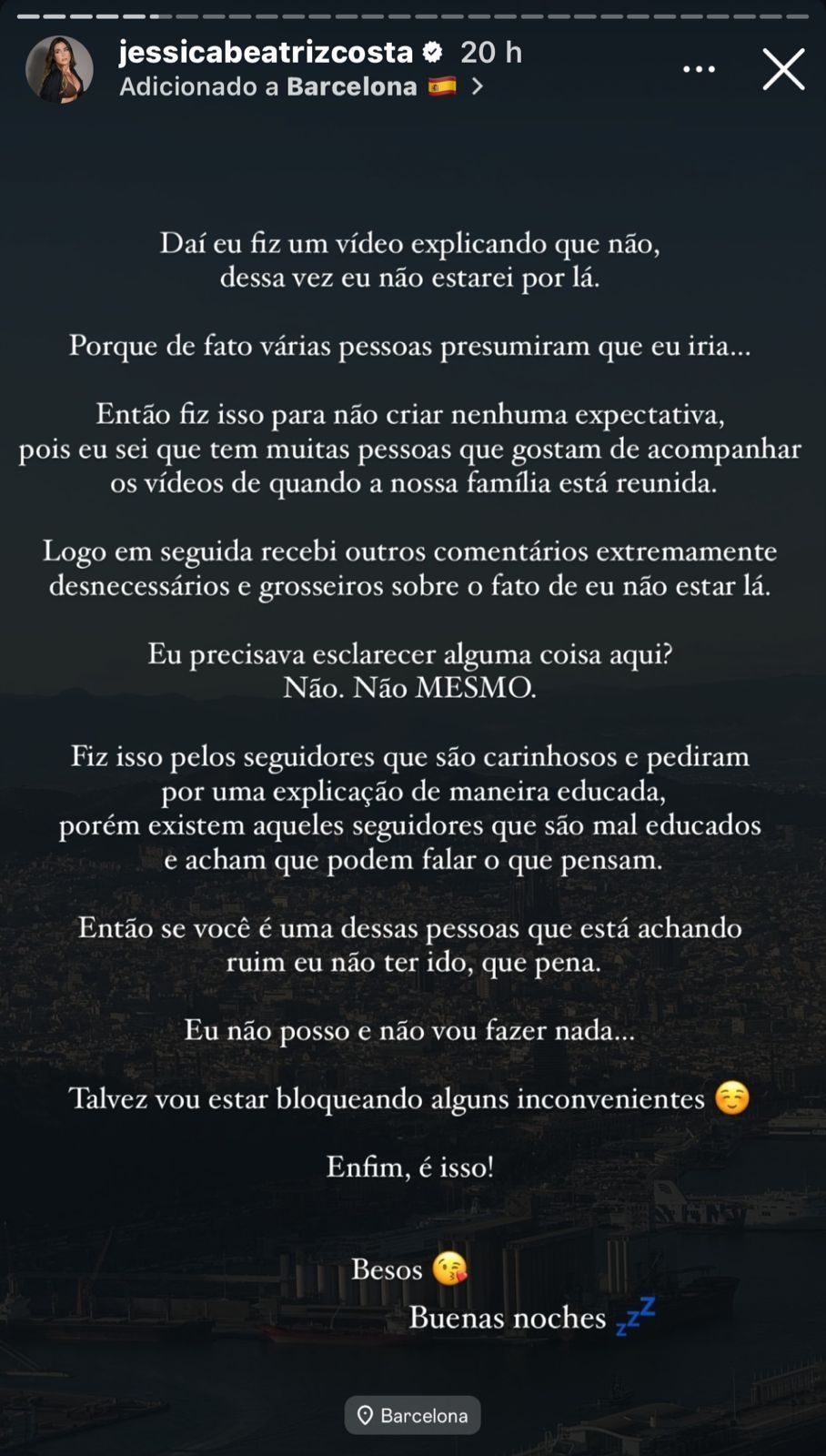 Influenciadora se queixou de comentários desnecessários sobre sua ausência no aniversário de Leonardo / Foto: Instagram/Jéssica Beatriz Costa