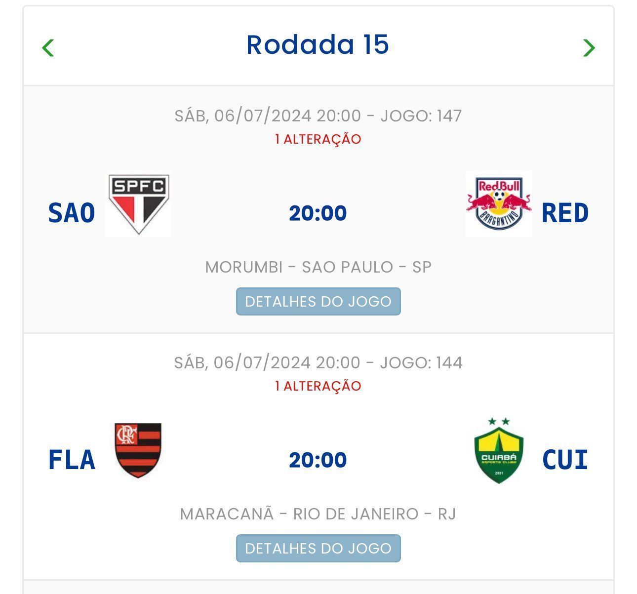 CBF alterou horário de jogos da 15ª rodada do Brasileirão / Foto: Reprodução/ CBF