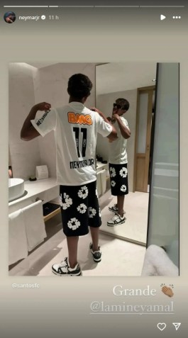 Neymar reagiu à publicação de Yamal com camisa do Santos / Reprodução