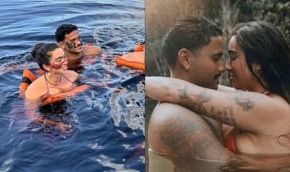 Ex-BBBs Lucas Pizane e Giovanna Lima posam em clima de romance