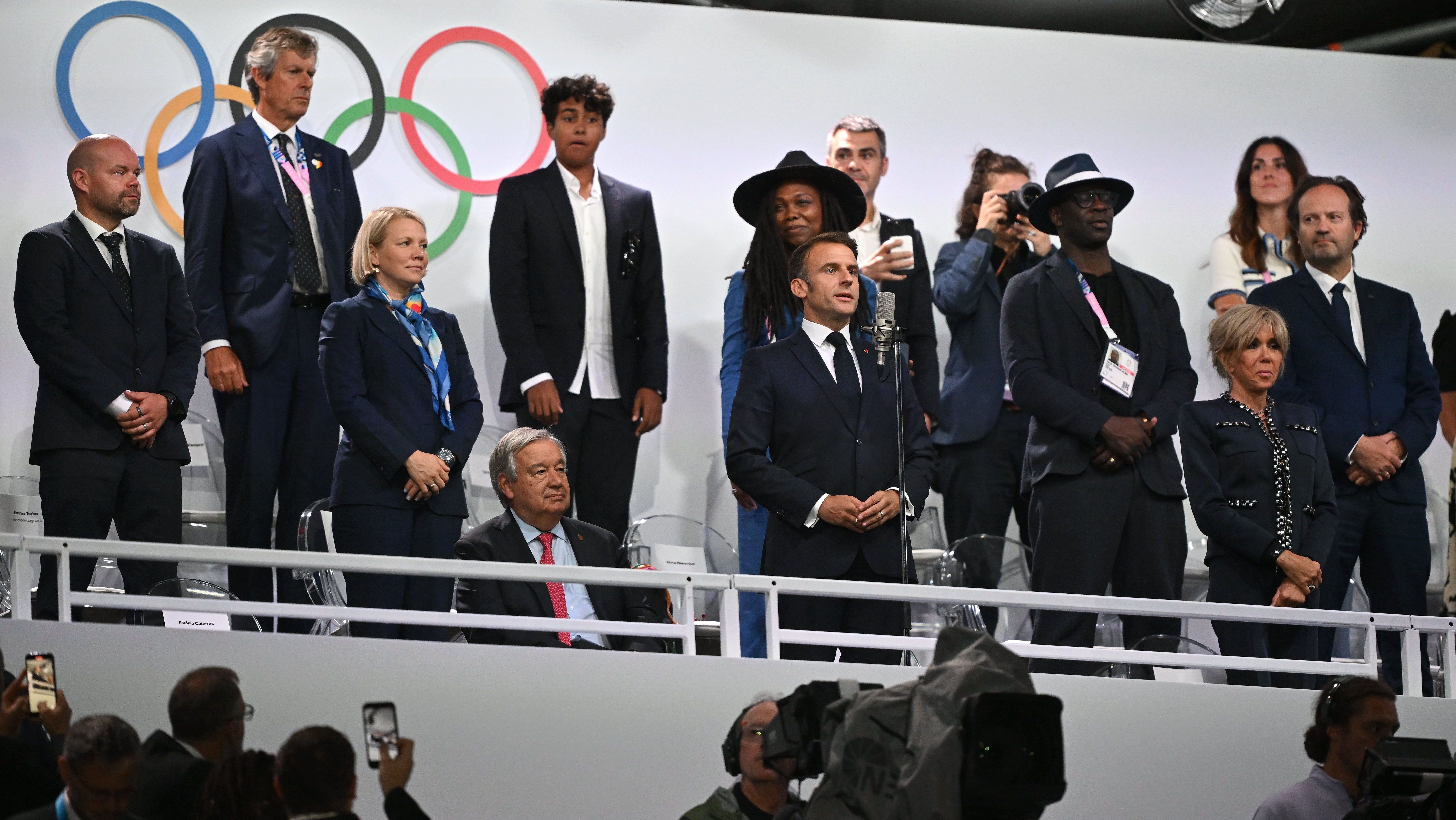 Presidente da França, Emmanuel Macron declara abertos os Jogos Olímpicos de Paris 2024 / David Fitzgerald/Sportsfile via Getty Images