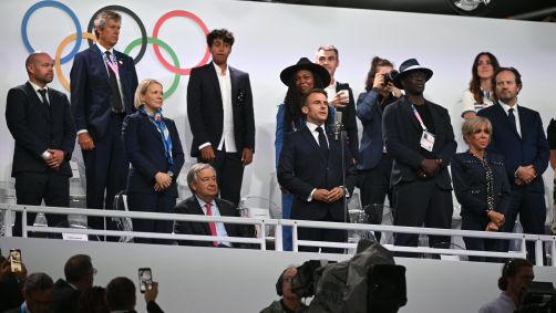 Presidente da França, Emmanuel Macron declara abertos os Jogos Olímpicos de Paris 2024