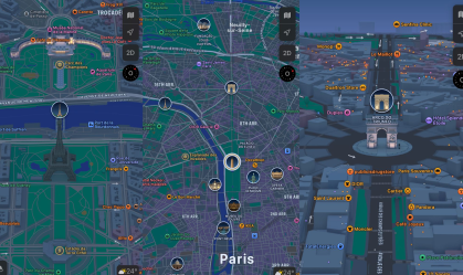 Locais como a Torre Eiffel e o Arco do Triunfo ganharam representações nos mapas, além do Stade de France e o Centro Aquático Olímpico