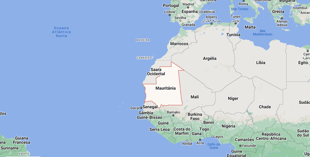 Mauritânia, oficialmente República Islâmica da Mauritânia é um país situado no noroeste da África / Reprodução/Google Maps