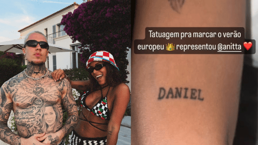 Cantora desmentiu a brincadeira do amigo, revelando que o nome em seu braço é em homenagem a seu sócio, Daniel Trovejani
