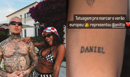 Cantora desmentiu a brincadeira do amigo, revelando que o nome em seu braço é em homenagem a seu sócio, Daniel Trovejani