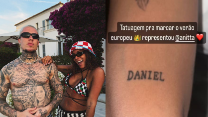Cantora desmentiu a brincadeira do amigo, revelando que o nome em seu braço é em homenagem a seu sócio, Daniel Trovejani