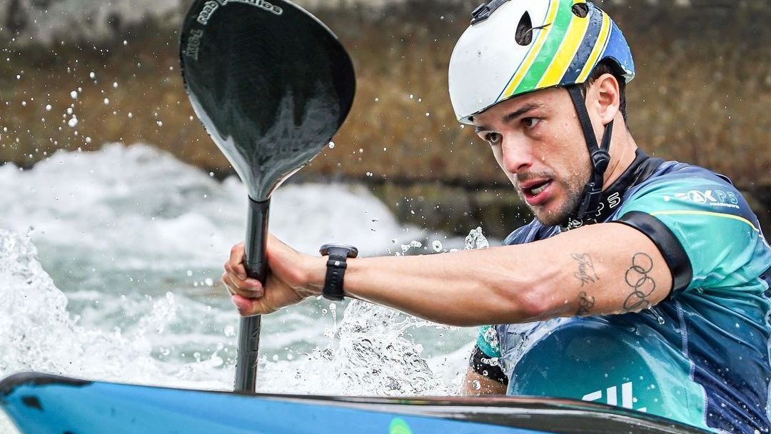 Pepê Gonçalves em etapa da Copa do Mundo de canoagem