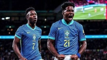 Vini postou mensagem de parabéns para Endrick