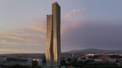 Arquitetos revelaram planos para a Bond Tower de 50 andares no lado oeste da capital da Albânia, Tirana