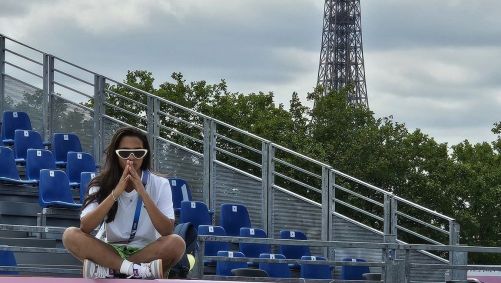Rayssa Leal na pista de skate da Olimpíada de Paris
