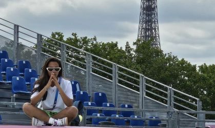 Rayssa Leal na pista de skate da Olimpíada de Paris
