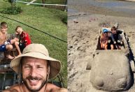 Rodrigo Hilbert "constrói" carro de areia para sua filha brincar; vídeo