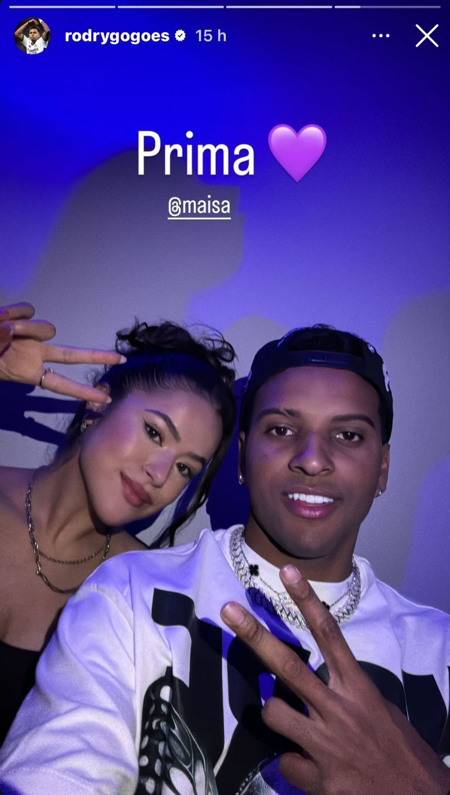 Jogador do Real Madri posou com Maisa / Instagram/Rodrygo Goes