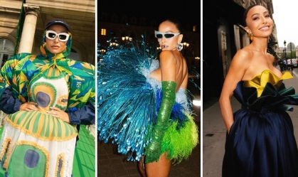 Em Paris, Sabrina Sato aposta em looks nas cores verde, amarelo e azul