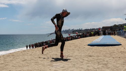 Seth Rider na prova de triatlo dos Jogos Pan-Americanos de Santiago, em 2023
