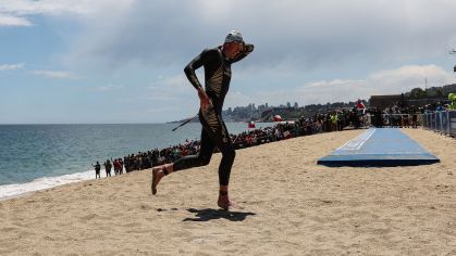 Seth Rider na prova de triatlo dos Jogos Pan-Americanos de Santiago, em 2023