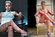 De lingerie, Sharon Stone recria cena de 