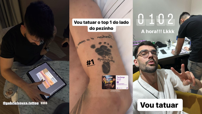 Cantor mostrou em seu Instagram que estava fazendo uma tatuagem para comemorar hit / Instagram/Luan Pereira