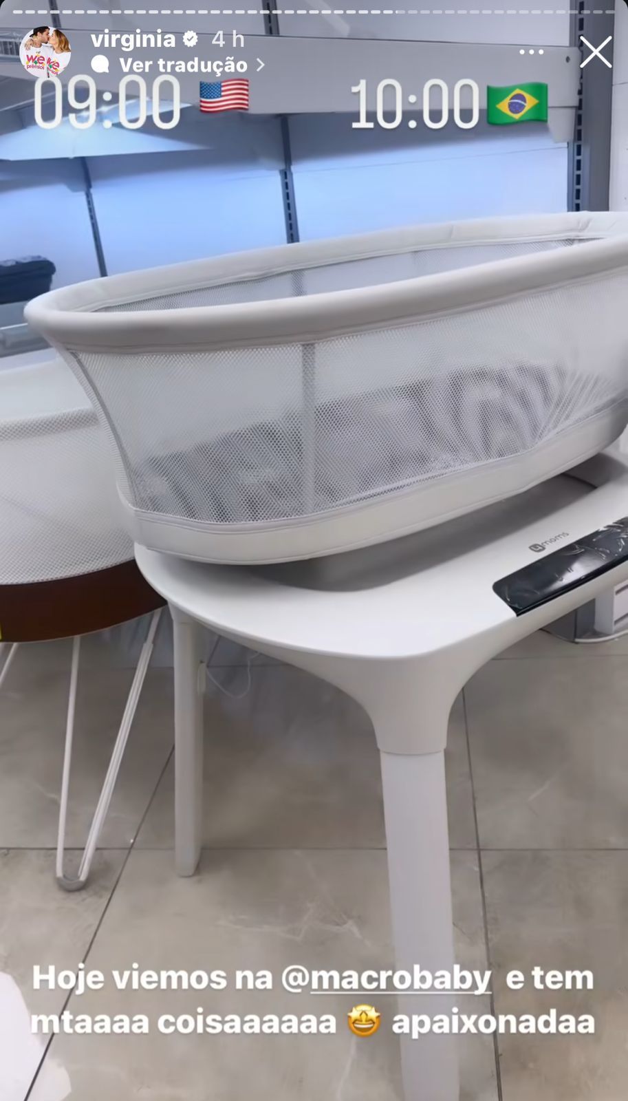 Virginia se impressionou com a tecnologia de um dos berços da loja / Instagram/Virginia Fonseca