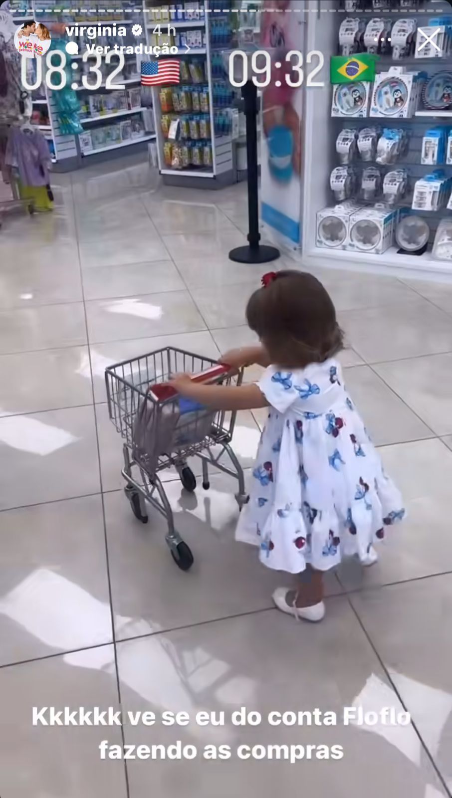 Virginia se divertiu ao mostrar Maria Flor empurrando carrinho / Instagram/Virginia Fonseca