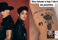 Música com Luan Santana atinge topo de ranking; Luan Pereira celebra com tattoo