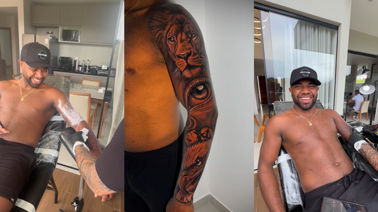 De acordo com o tatuador escolhido, Gian Lucca Betiol Falero, o baiano conseguiu fazer todos os desenhos em apenas uma sessão