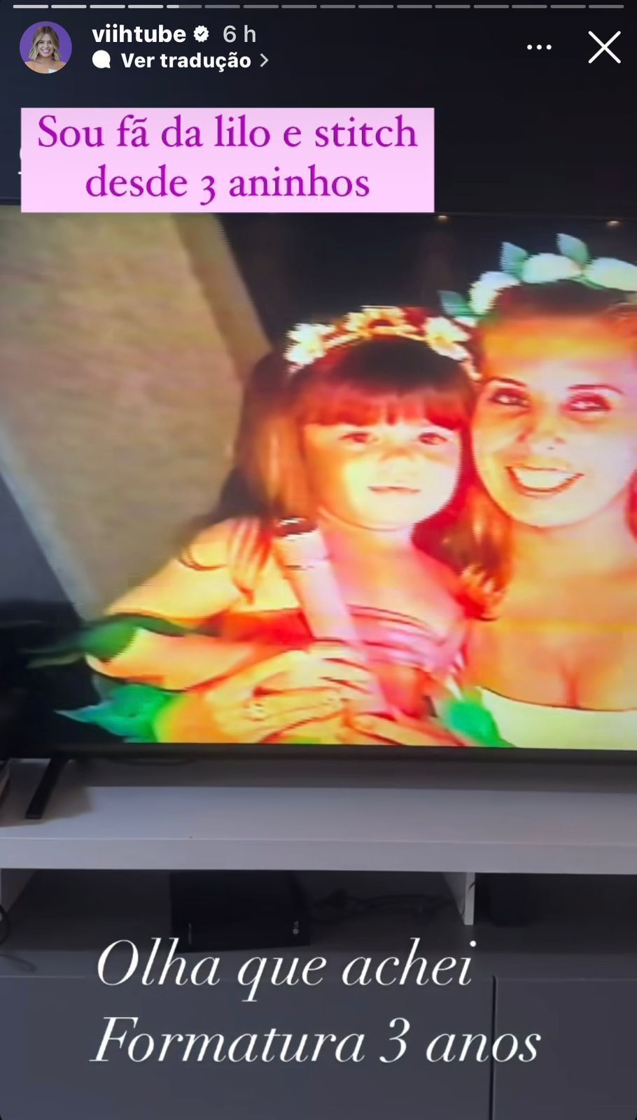 Viih Tube aos 3 anos fantasiada da personagem Lilo / Instagram/Viih Tube